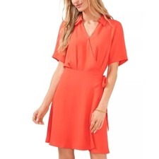 Vince Camuto Women’s Pleated Lined Short Sleeve Dress Size XS NWT Radiant Orange