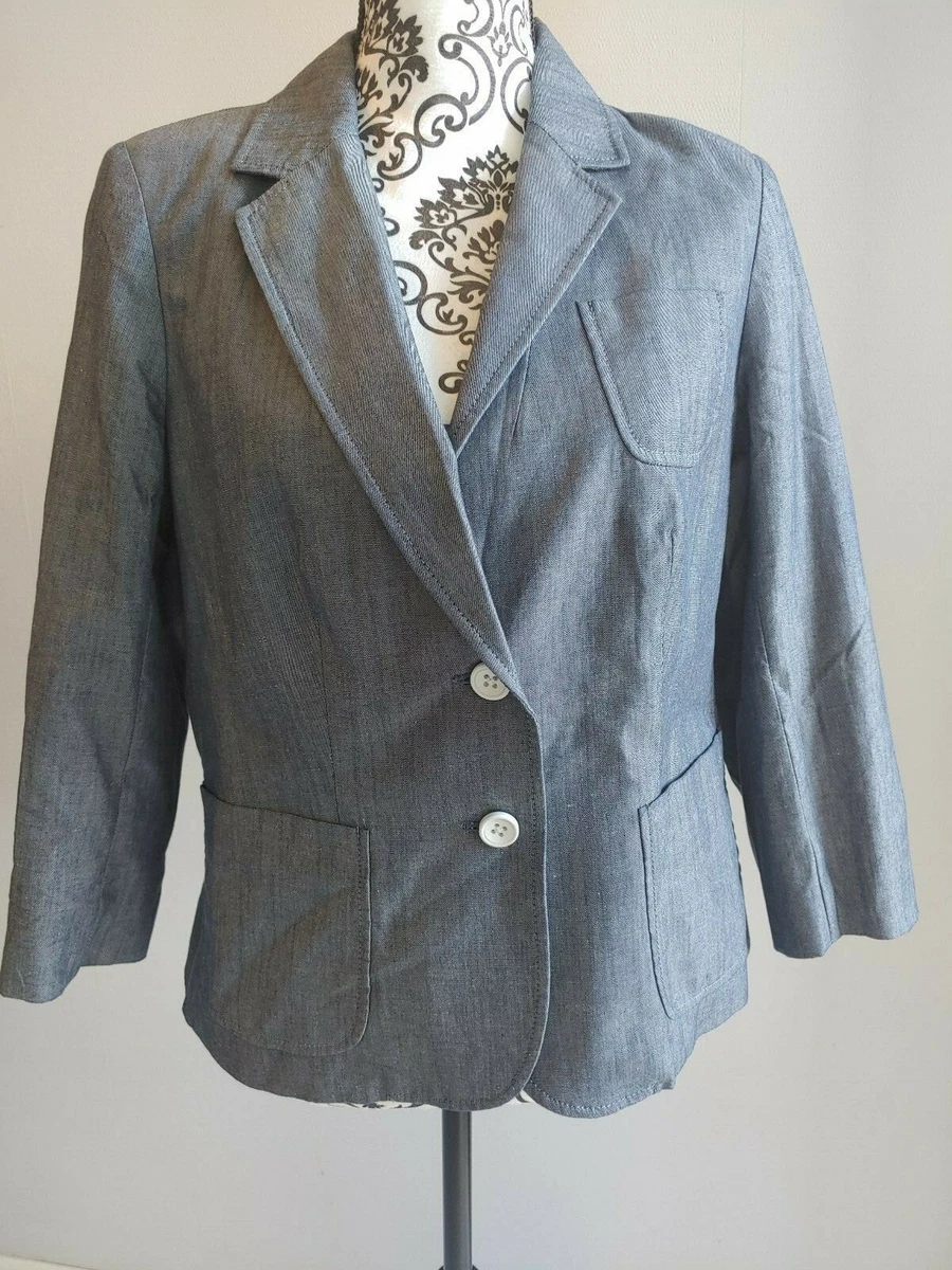 TOMMY HILFIGER womens brushed denim suit coat jacket tailored NWOT career