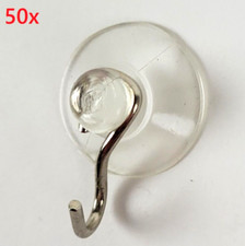 Mini 3/4" Glass Window Clear Suction Cups with Metal Hooks - Signs/Decor 50 PCS
