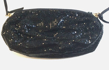Whiting and Davis Black Metal Mesh Shoulder Purse Oval Shape 8-1/2" x 5" x 1"