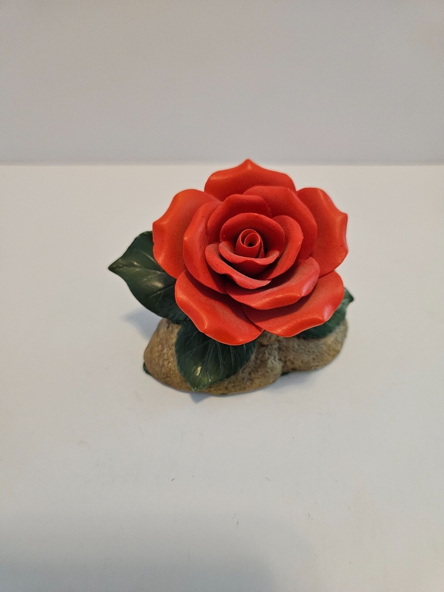 Vintage 1988 Andrea Sadek Red Rose Porcelain Flower Figurine Japan