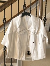 64 Worthington White Cotton Jacket Women's 1X Zipper Blazer Casual NEW