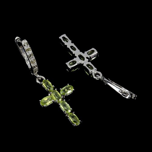 Summer 925 Silver Earrings Oval Peridot Sapphire Natural Gemstone Jewelry - Picture 3 of 14