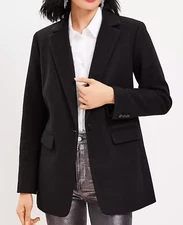 NEW ANN TAYLOR LOFT BLACK BRUSHED LONG MODERN BLAZER JACKET SZ 8