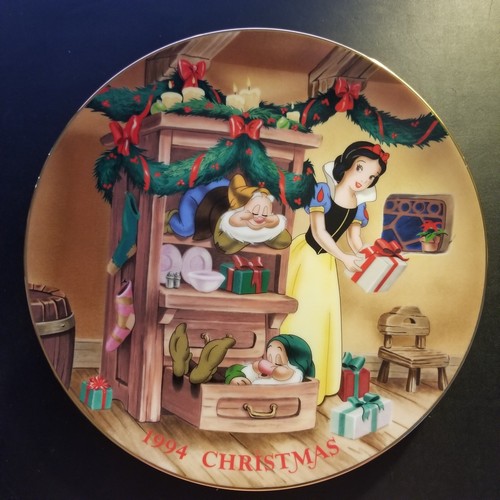 Disney Snow White And The Seven Dwarfs 1994 Christmas Dreams Grolier LTD Plate - Picture 2 of 3