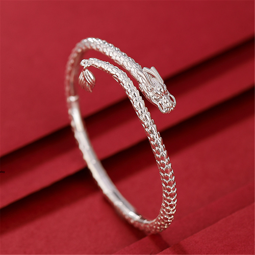 Pure S999 Fine Silver 999 Bracelet Men Women Dragon Open Bangle 2627g eBay