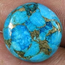 Natural Sky Blue Copper Turquoise Round Cab Loose Gemstone 08.90Cts 16x 16x 04mm