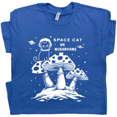 #ad #ad Space Cat on Mushrooms Shirt Funny Cat Shirts Retro Psychedelic Weird Unusual T $19.99