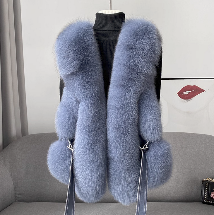 FOX fur gilet 【FABRIC】 Fox fur gilet - black - Yves Salomon – Yves Salomon UK