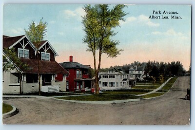 Albert Lea Minnesota Postcard Park Avenue Exterior House c1910 Vintage Antique