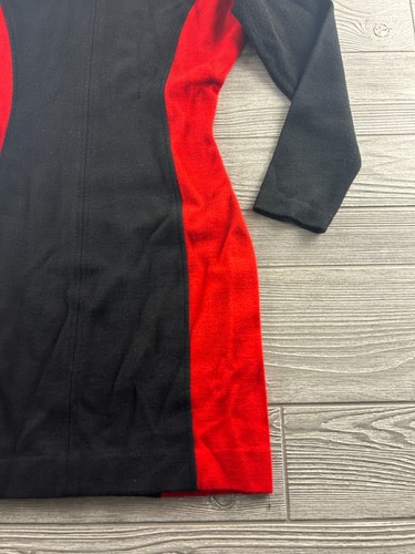 Nina Charles for Kasper dress black/Red wool blend sweater long sleeve size S - Picture 2 of 8