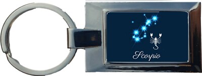 Schlüsselanhänger und Geschenkbox Skorpion Sternzeichen Sternbild rechteckig geformt Metall