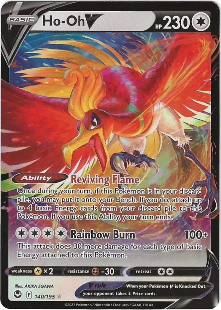 2022 Pokemon Card **Ho-Oh V** Silver Tempest Set 140/195 - Holo Rare V Full  Art