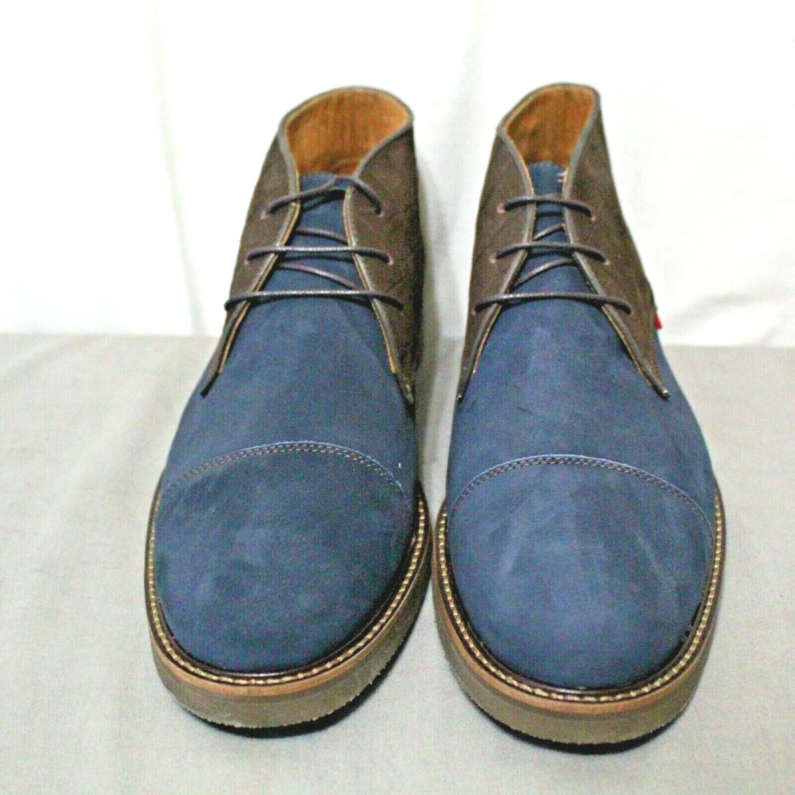SAOLA MARC JOSEPH scarpe abiti lacciate da uomo pelle blu navy marroni taglia 8 5 M nuove