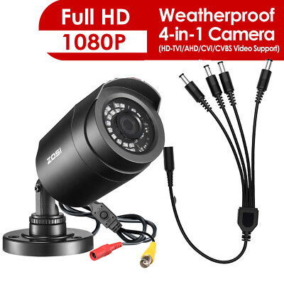 ZOSI 1080P 4-IN-1 Outdoor Home CCTV Security Camera & 4-Way Power Splitter Cable