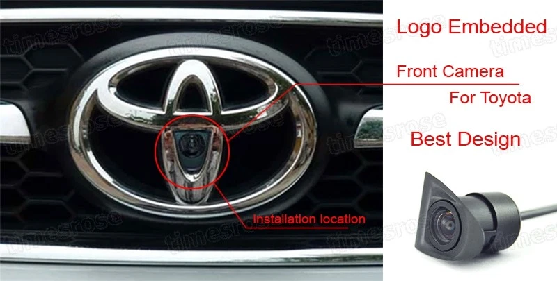 Logotipo de cámara de visión frontal integrado 170° HD CCD para camioneta Toyota Tundra 2014-2017 Foto 3 de 4