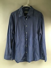 Calvin Klein Shirt Men's Size Large Blue White Striped Long Sleeve Button Up