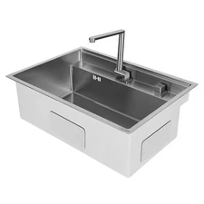 26.7in Stainless Steel Kitchen Sink Drop in Single Bowl with Accessories SUS304