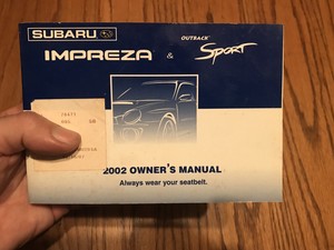 2002 Subaru Impreza and Outback Sport Owners Manual | eBay
