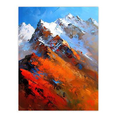 Himalaya Gebirge Palette Messer Malerei Wandbild Poster Druck