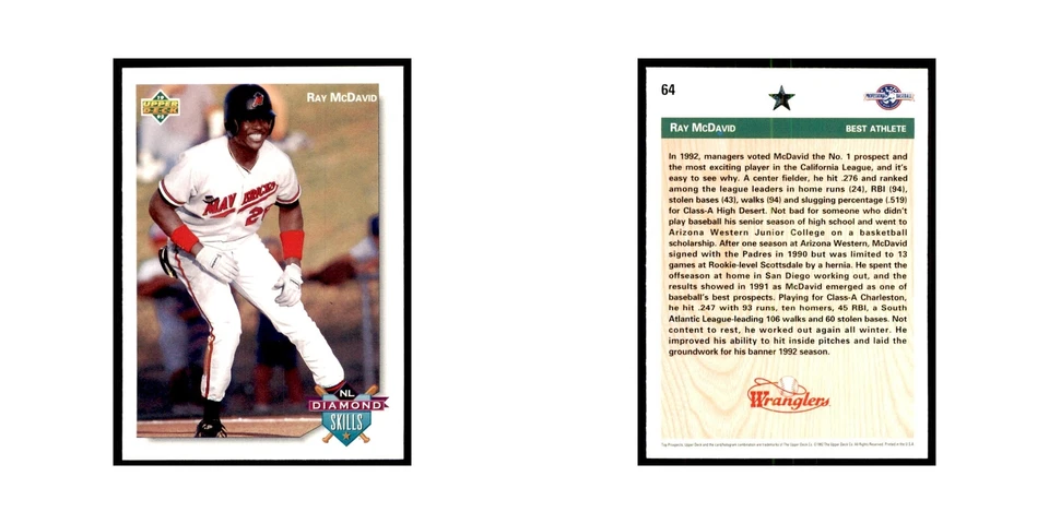 Ray McDavid 1992 Upper Deck Minor League #64 Baseball Cards Baseball Card NM - Image 3 of 3