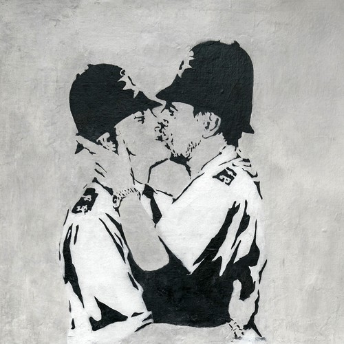 Banksy Kissing Coppers - CANVAS or PRINT WALL ART - Picture 2 of 3