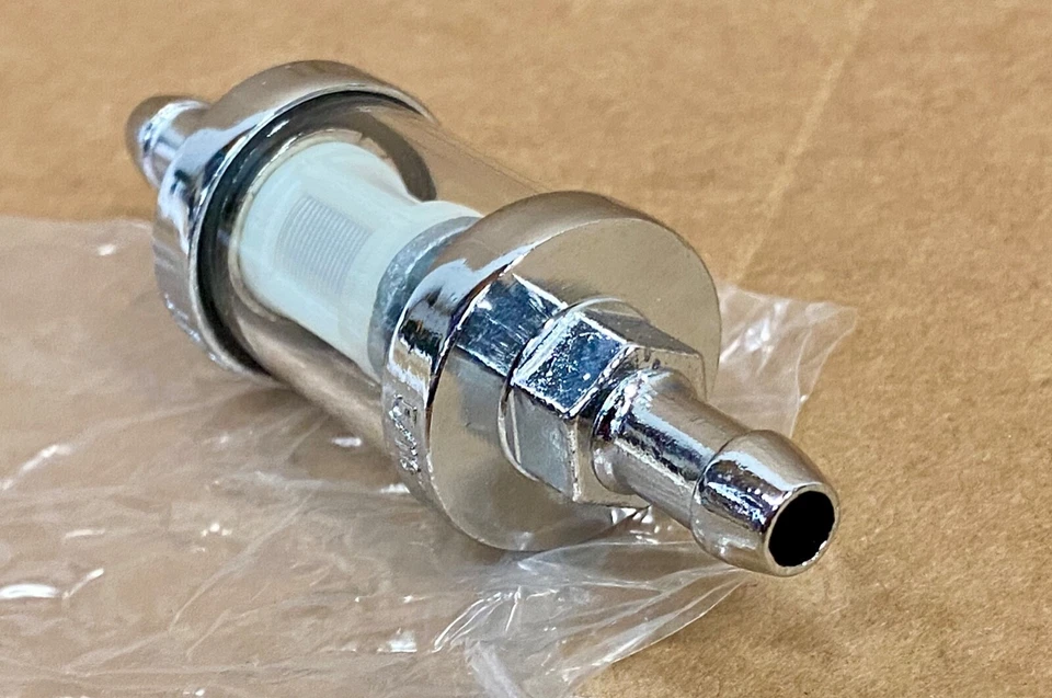 FF516 Kleer Fuel Filter 5/16" Chrome Custom Chopper Motorcycle Universal (113 - Image 3 of 4