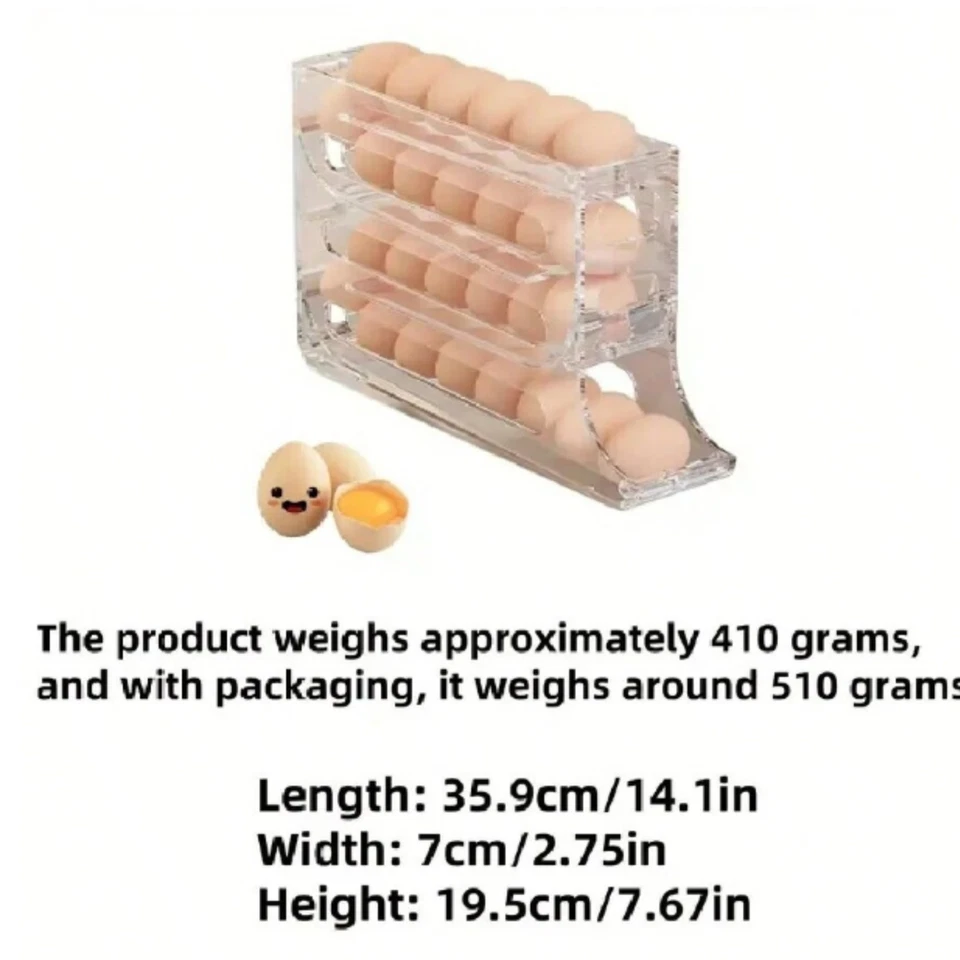 4-Layer Egg Storage Box Refrigerator Side Door Egg Holder Automatic Rotation 1pc - Image 2 of 4