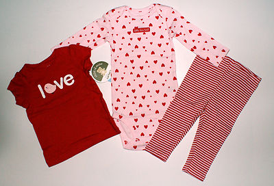 Carters Baby SET 68-74 Shirt Langarmbody Hose 3 Teiel Herzen Mädchen Love Spruch