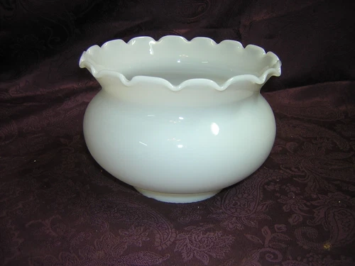 vintage milk glass lamp shade/globe ruffled edge 5" tall  6 3/4" wide
