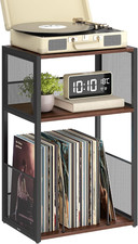 VASAGLE 3-Tier Record Player Stand, Vinyl Record Storage up to 100 Albums