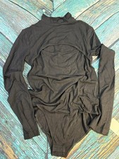 MANGOPOP Long Sleeve Black Bodysuit Crewneck Women's Size L NWT A56