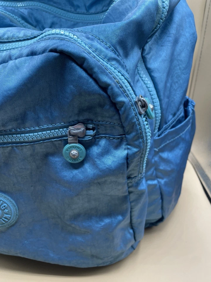 БОЛЬШОЙ металлический синий рюкзак KIPLING для ноутбука работы школы - Изображение 3 из 4