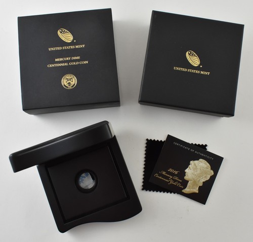2016 Mercury Dime Centennial Gold Box & COA OGP - NO Coin