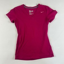 Nike Dri Fit Kids Girls Small V Neck Short Sleeve Athletic Tee Shirt Pink