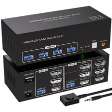 VPFET 4K144Hz 2 Displayport HDMI KVM Switch 2...