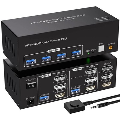 VPFET 4K144Hz 2 Displayport HDMI KVM Switch 2 Computer 3 Monitore 8K60Hz