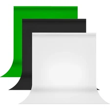 Julius Studio 9 x 13 ft. White, Black, Green Chromakey Background Backdrop Sc...