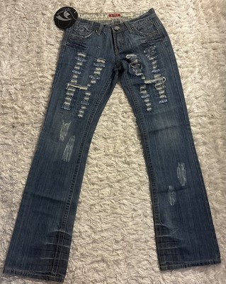 NWT Monica's Jeans Distressed Ripped.blue Sequenced  Wash Stretch Size 8