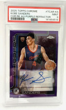 Kobe Sanders RC Auto 49/75 Purple Refractor 2025-26 Topps Chrome Clippers PSA 9