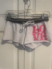 Boundaries Girls Sweat Shorts White Gray Pink LOVE Size S (3-5)