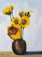Jose Trujillo Art PRINT 16x20 Impressionism Artist Painting Sunflowers Flowers