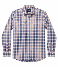 Wrangler Kid XL Blue White Orange Plaid Long Sleeve Button-Up Pearl Snap 227