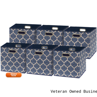 Simple Houseware 11-Inch Collapsible Fabric Cube Storage Bin Handles Printed