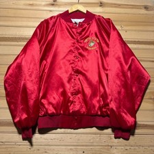 Vintage 90s United States Marines Embroidered Satin Bomber Jacket USA Made - XL