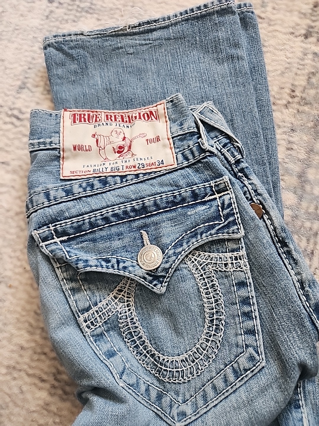 True Religion Billy Big T Bootcut Jeans Size 29×34 Light Wash Men's Pant