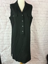 Lennie LNY linen blend Sleeveless Black Shirt Dress women 16 knee legnth