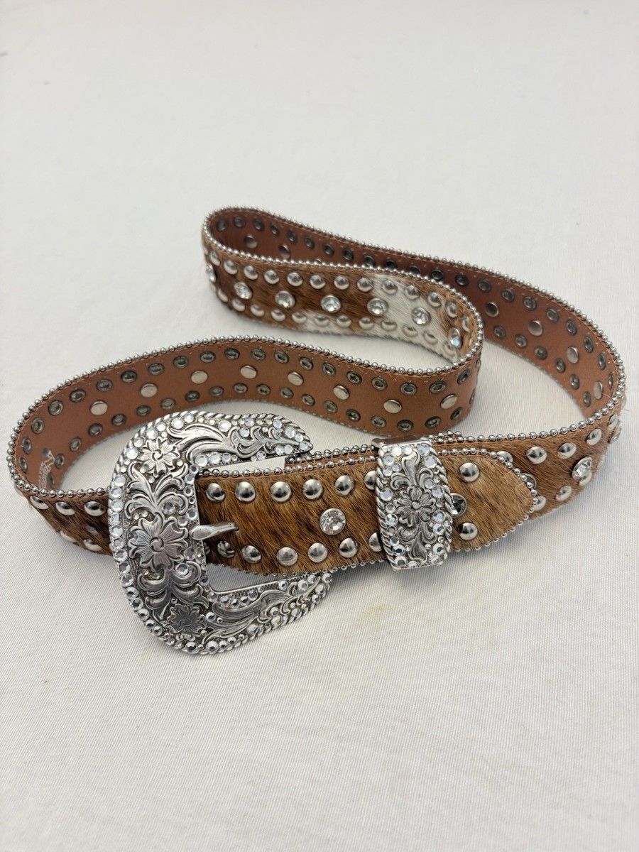 Nocona Western Studded Rhinestone Calf Hair Leather Belt Cowgirl Rodeo FestivalM Nocona® Women main image 3