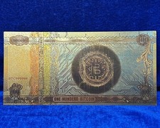 One Hundred Bitcoin Gold Foil Banknote BTC Fantasy Crypto 100 Bitcoin Collectors