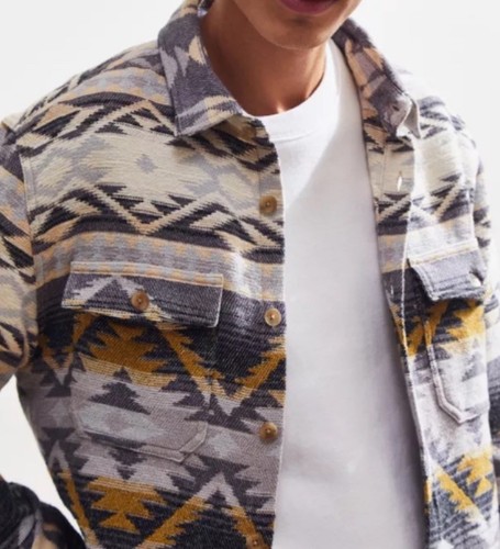 URBAN OUTFITTERS Jacquard Flannel Aztec Western Shirt Jacket Shacket-Size L